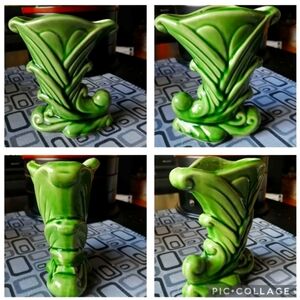 Vintage Shawnee Cornucopia Green Ceramic Decorative Small Vase
